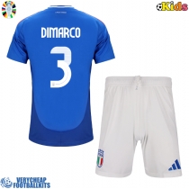 Italy Federico Dimarco #3 Replica Home Minikit Euro 2024 Short Sleeve (+ pants)